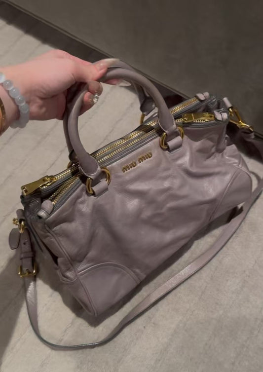 Miu Miu grey leather tote bag