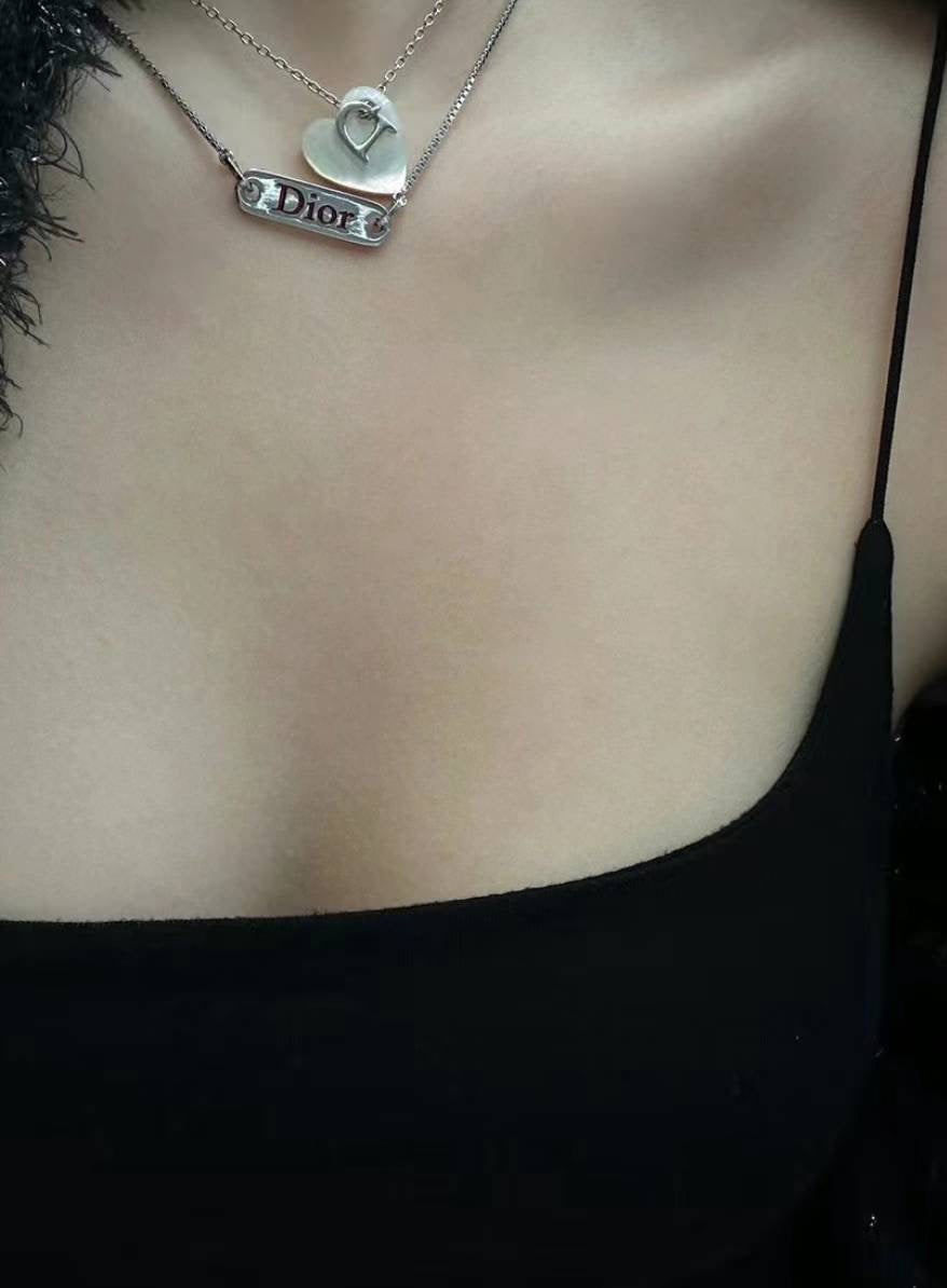 Dior monsieur red letter plated silver pendant necklace