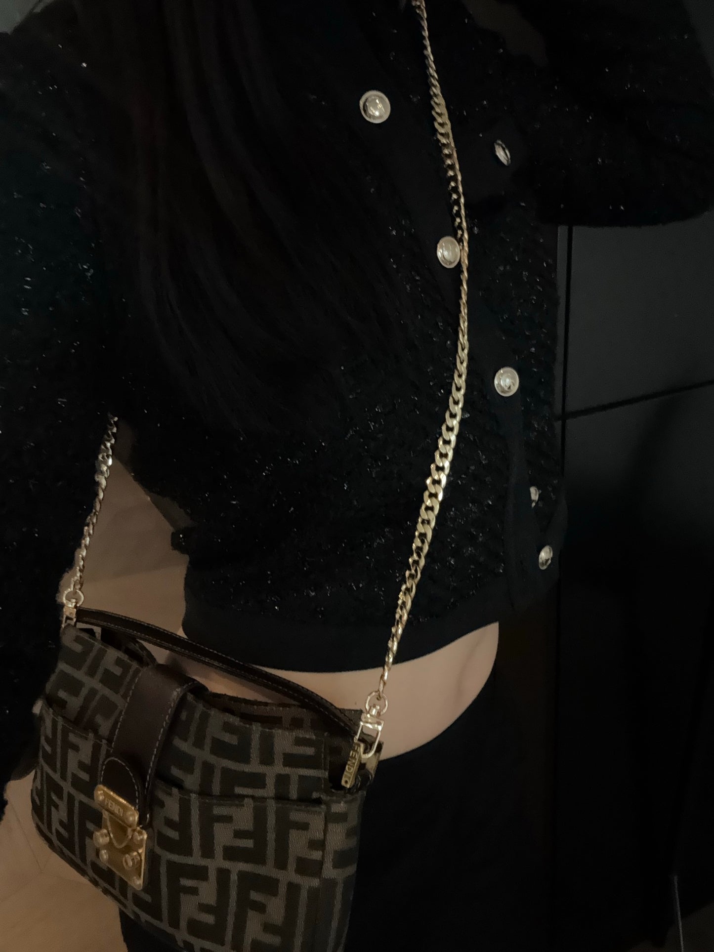 Fendi zucca gold lock baguette