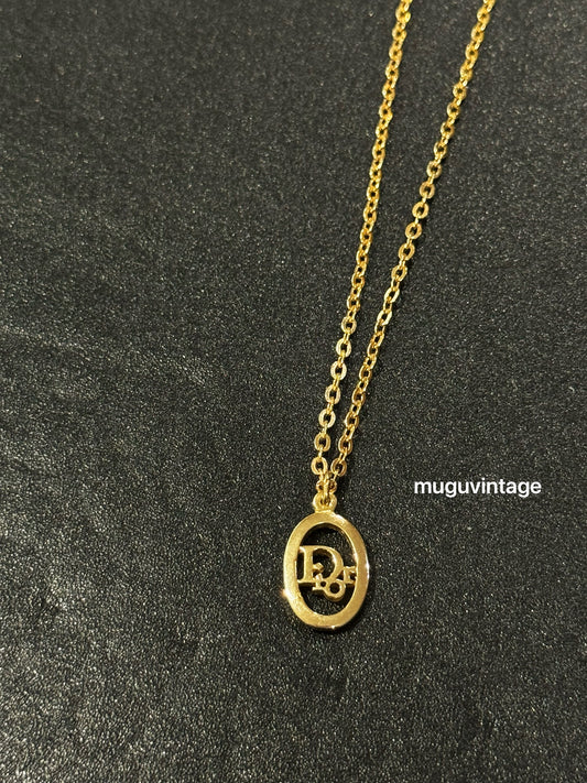 Dior vintage pendant gold logo necklace