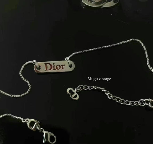 Dior monsieur red letter plated silver pendant necklace