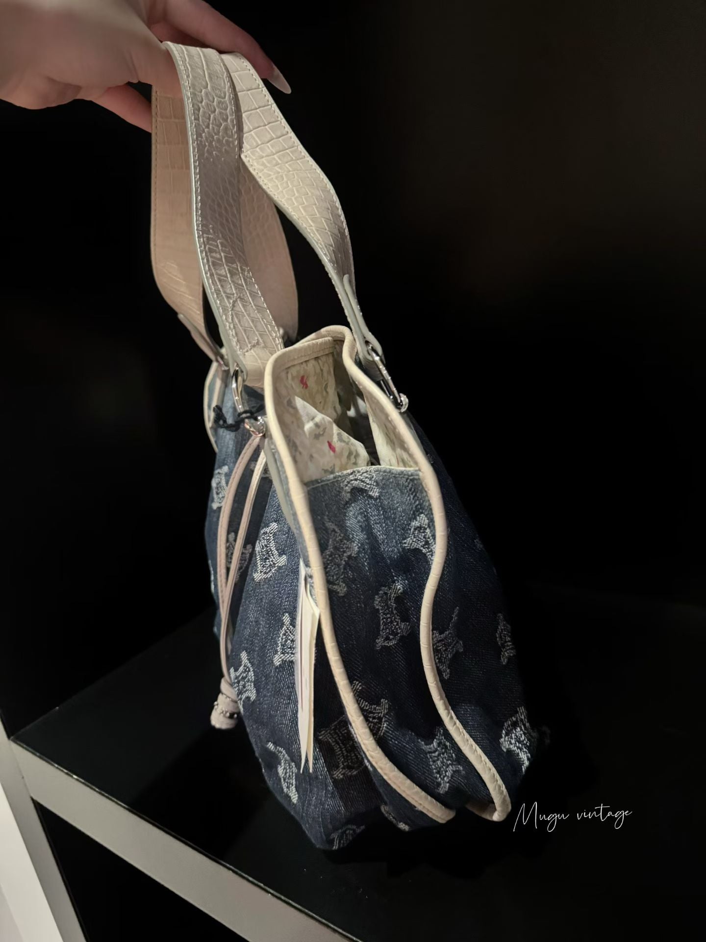Celine denim white hobo tote bag with original tag 🏷️