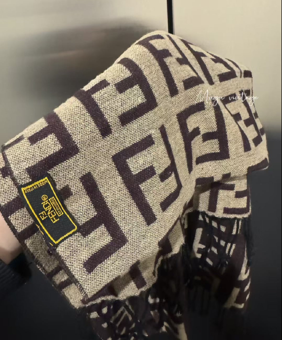 Fendi brown zucca double sided scarf