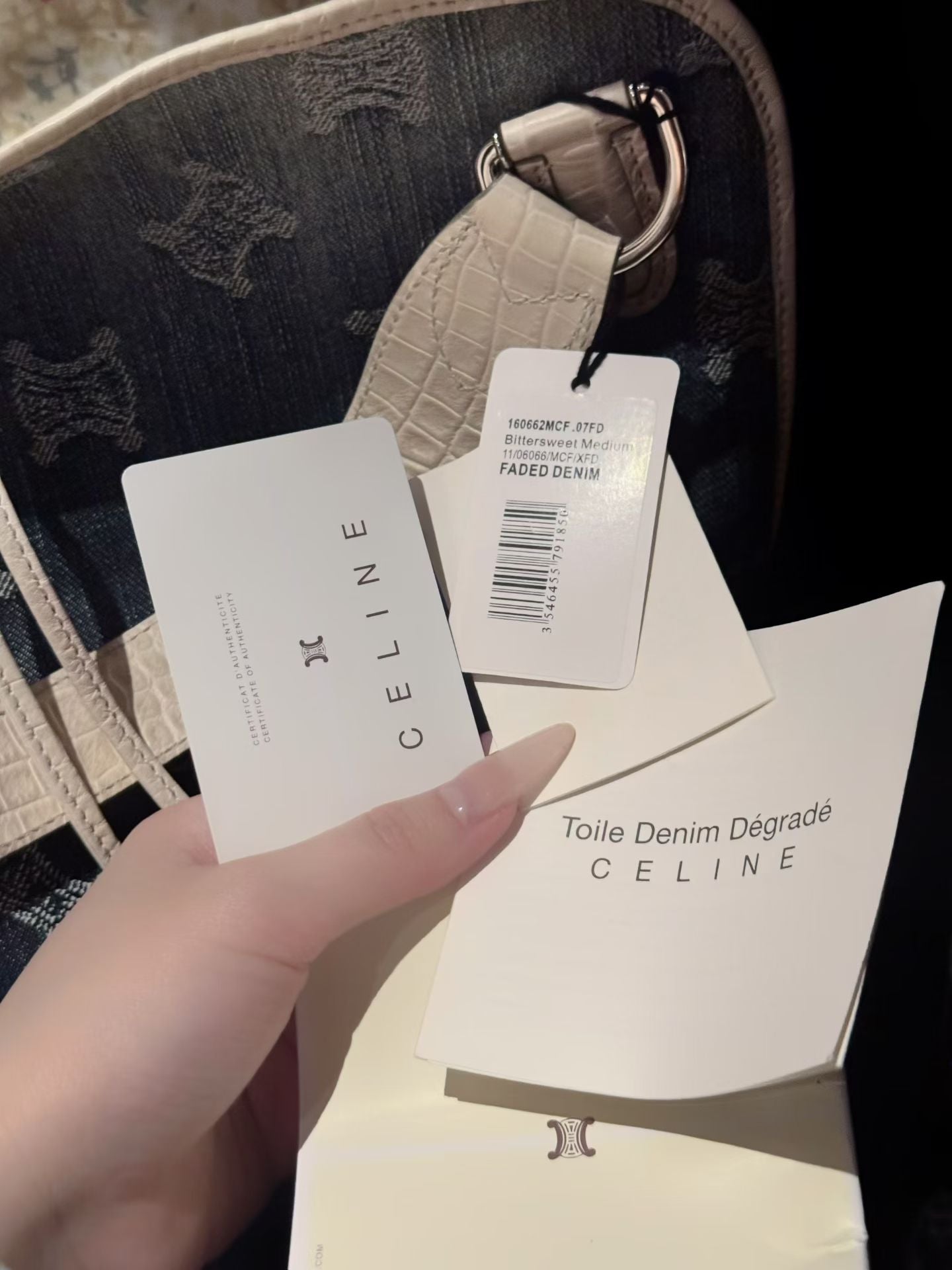 Celine denim white hobo tote bag with original tag 🏷️