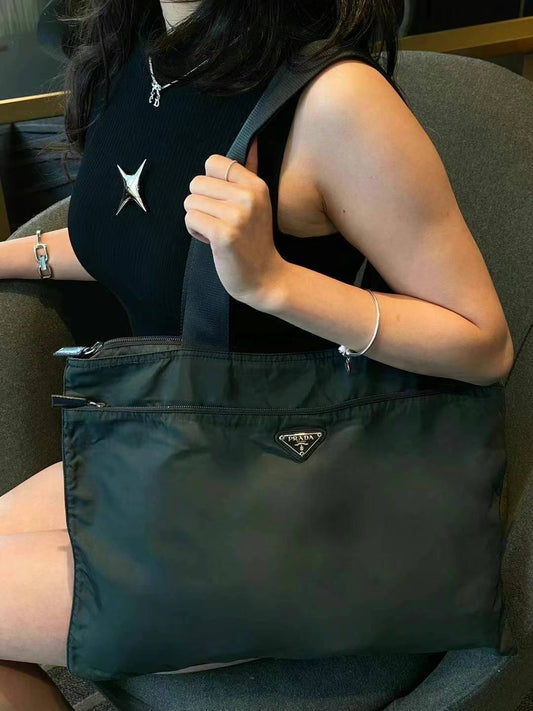 Prada nylon green tote