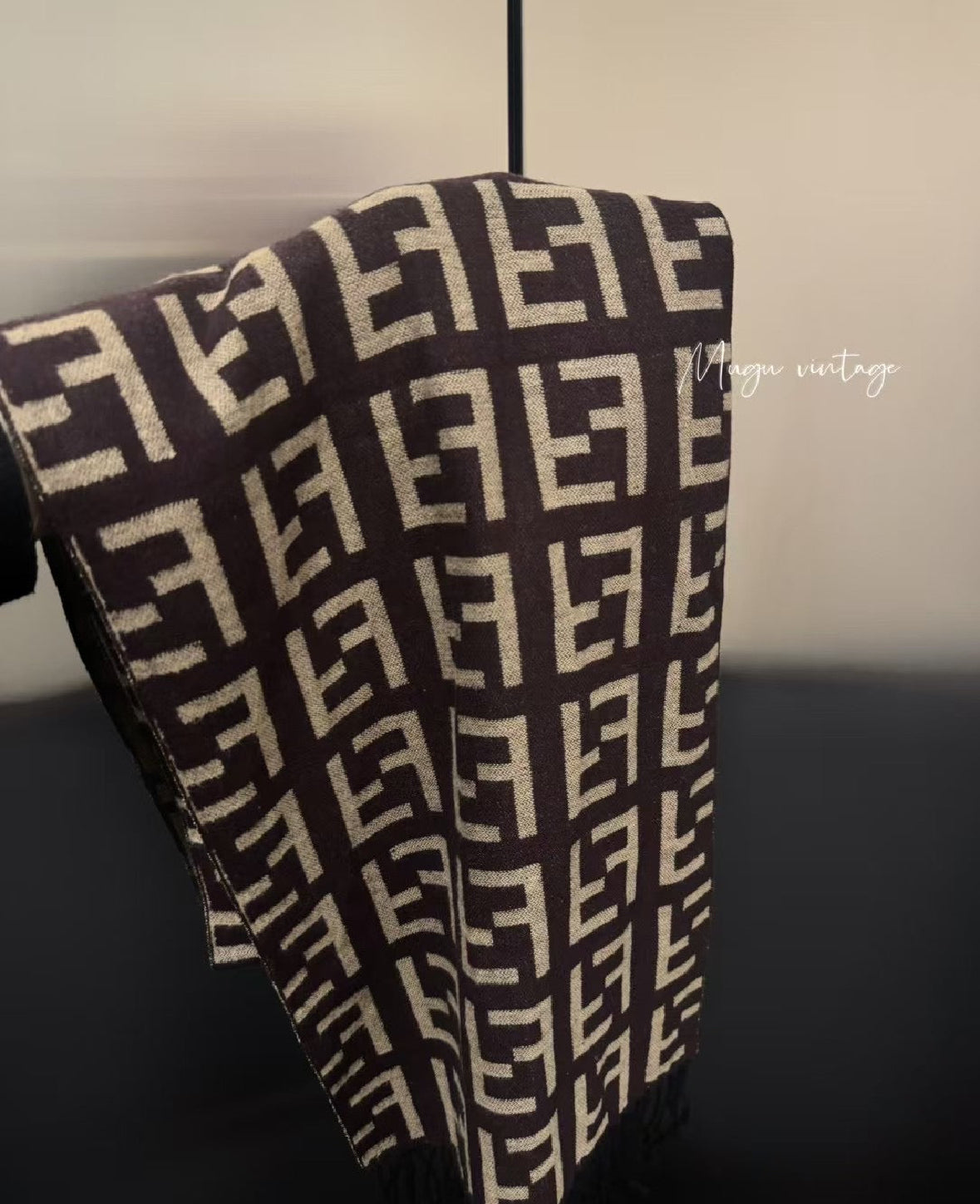 Fendi brown zucca double sided scarf