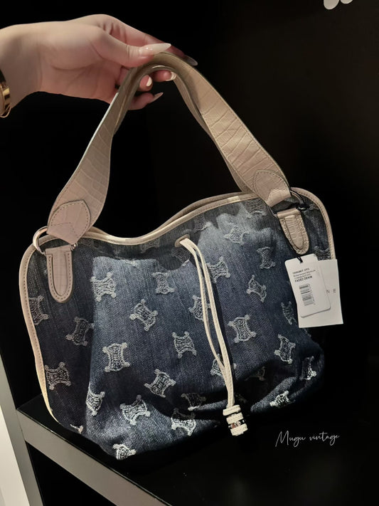Celine denim white hobo tote bag with original tag 🏷️