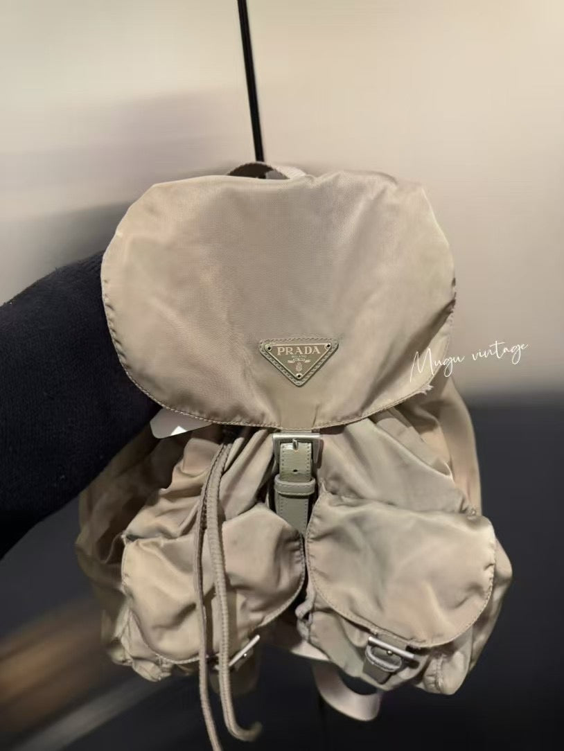 Prada ash grey large backpack