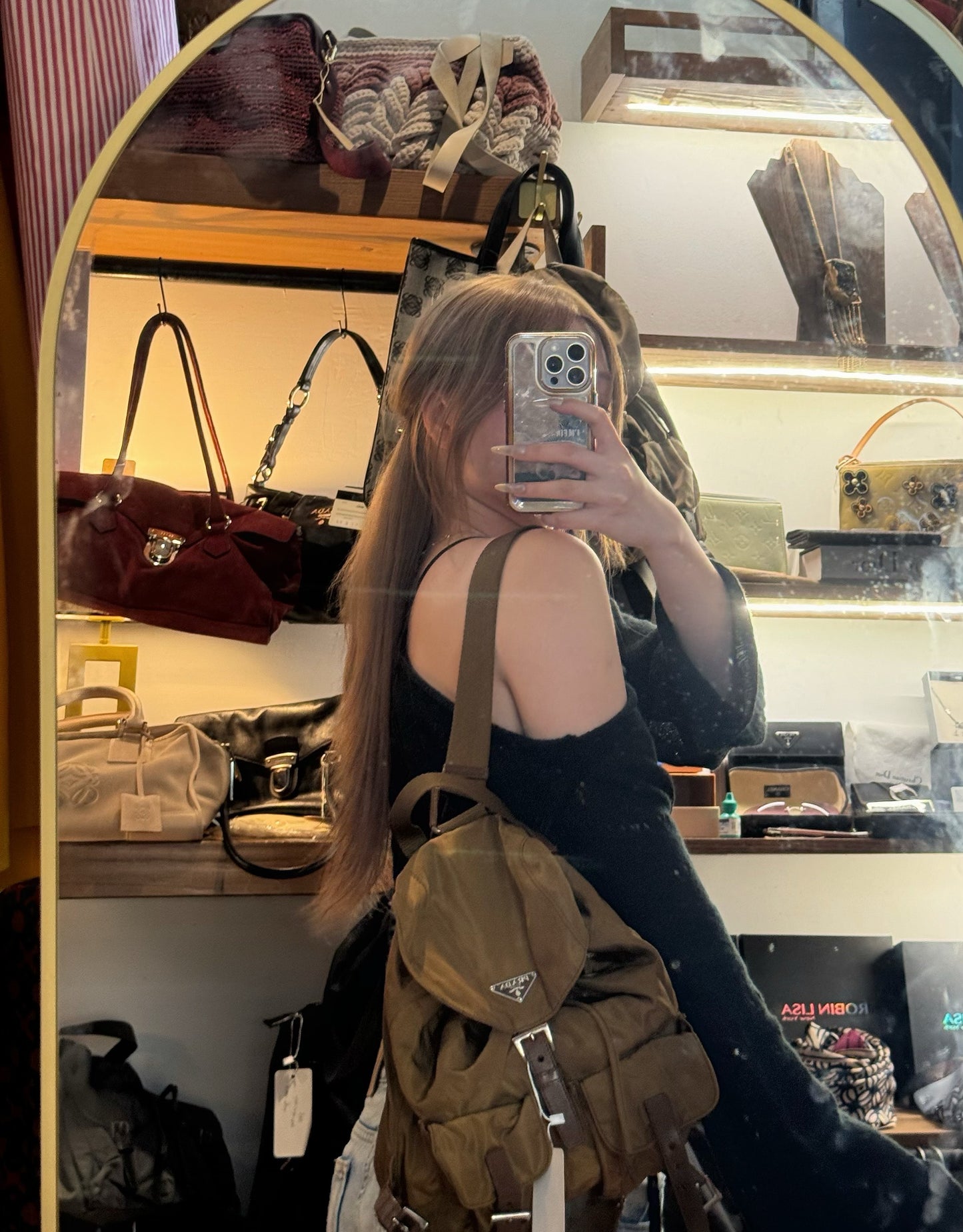 Prada brown small backpack