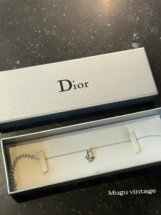 Dior silver logo charm bracelet