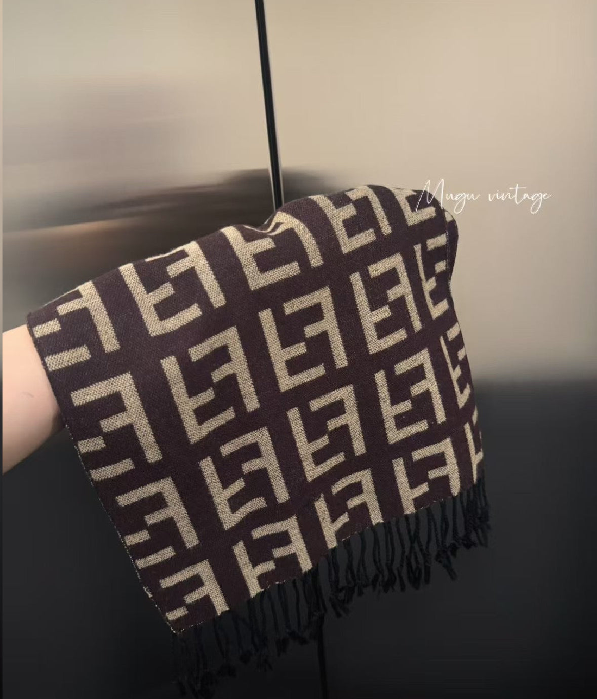 Fendi brown zucca double sided scarf