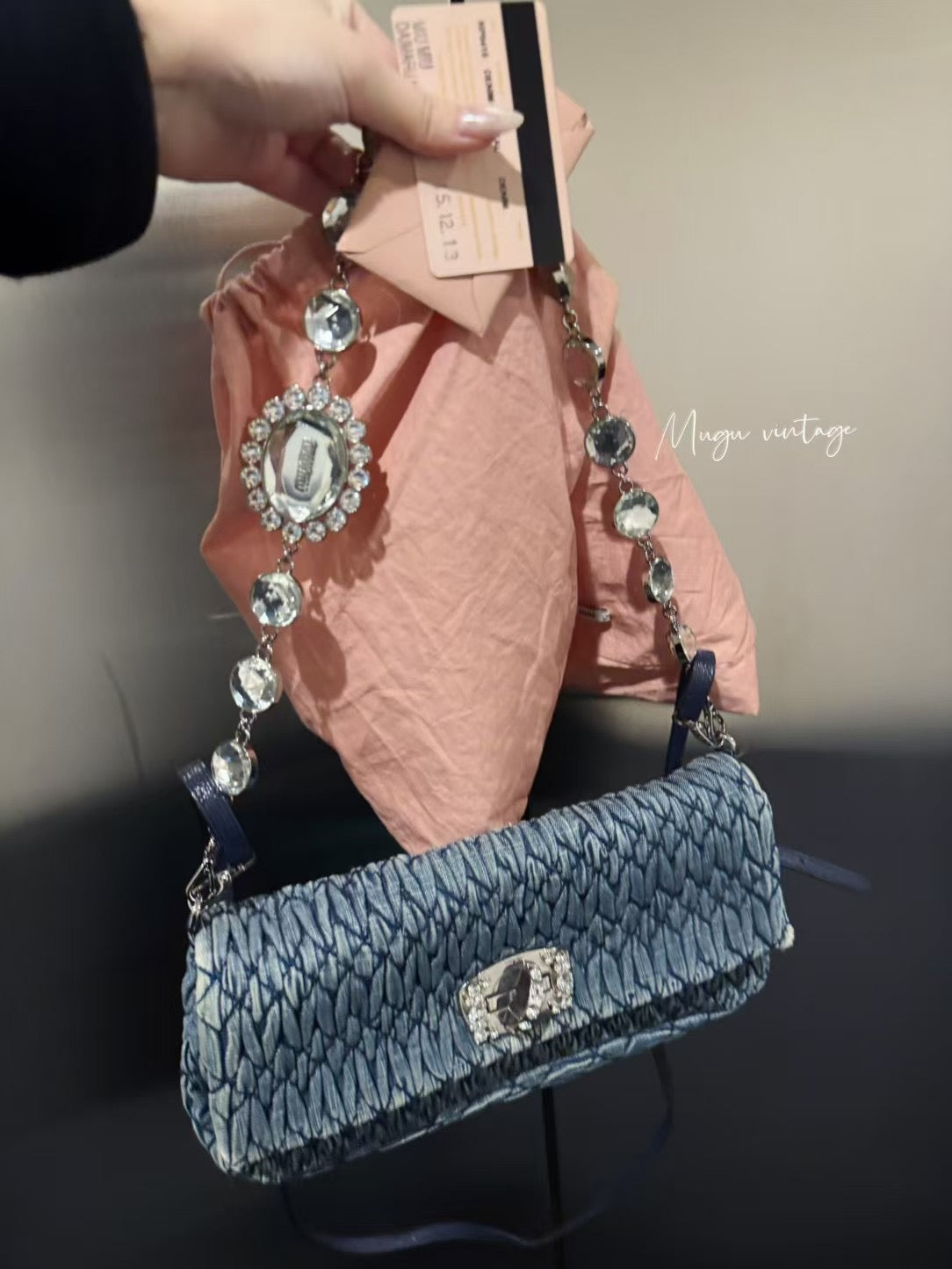Miu Miu 2005 crystal denim bag