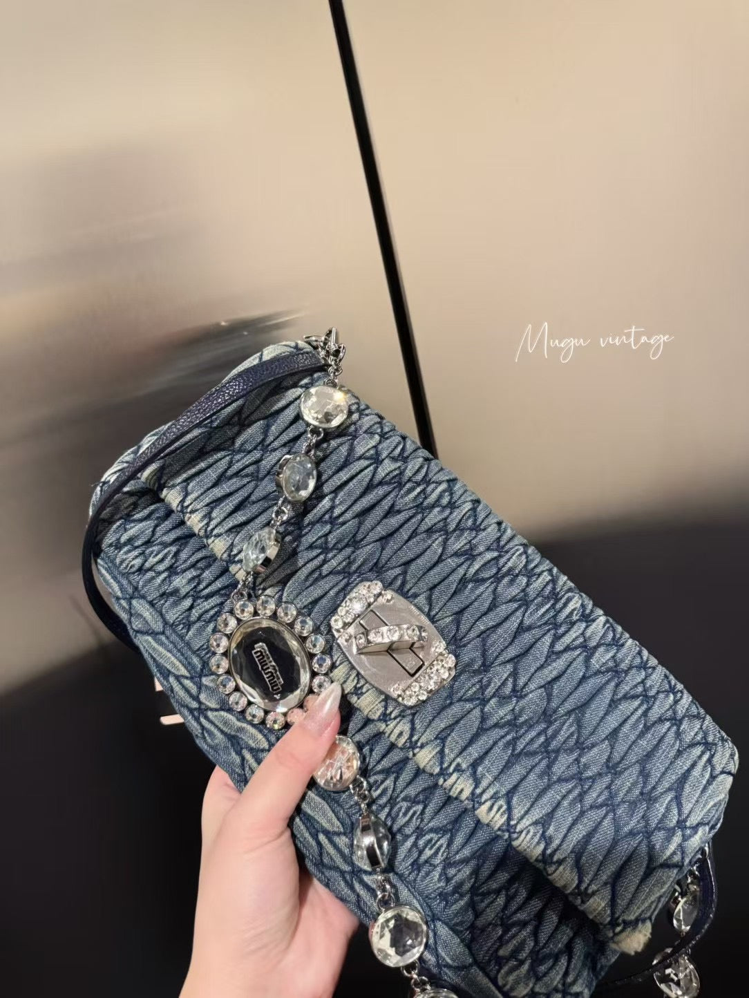 Miu Miu 2005 crystal denim bag