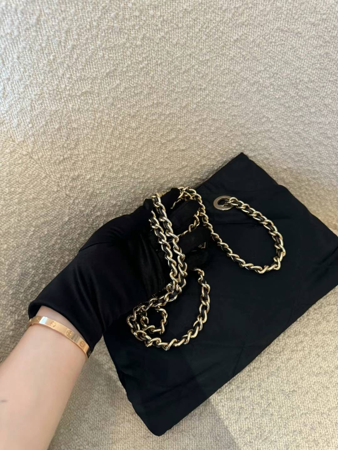 Prada tessuto gold chain tote