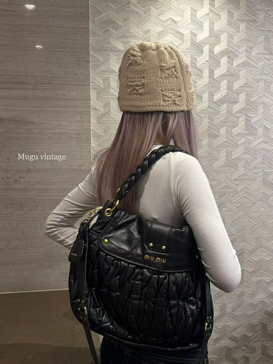 Miu Miu black gold double side tote bag