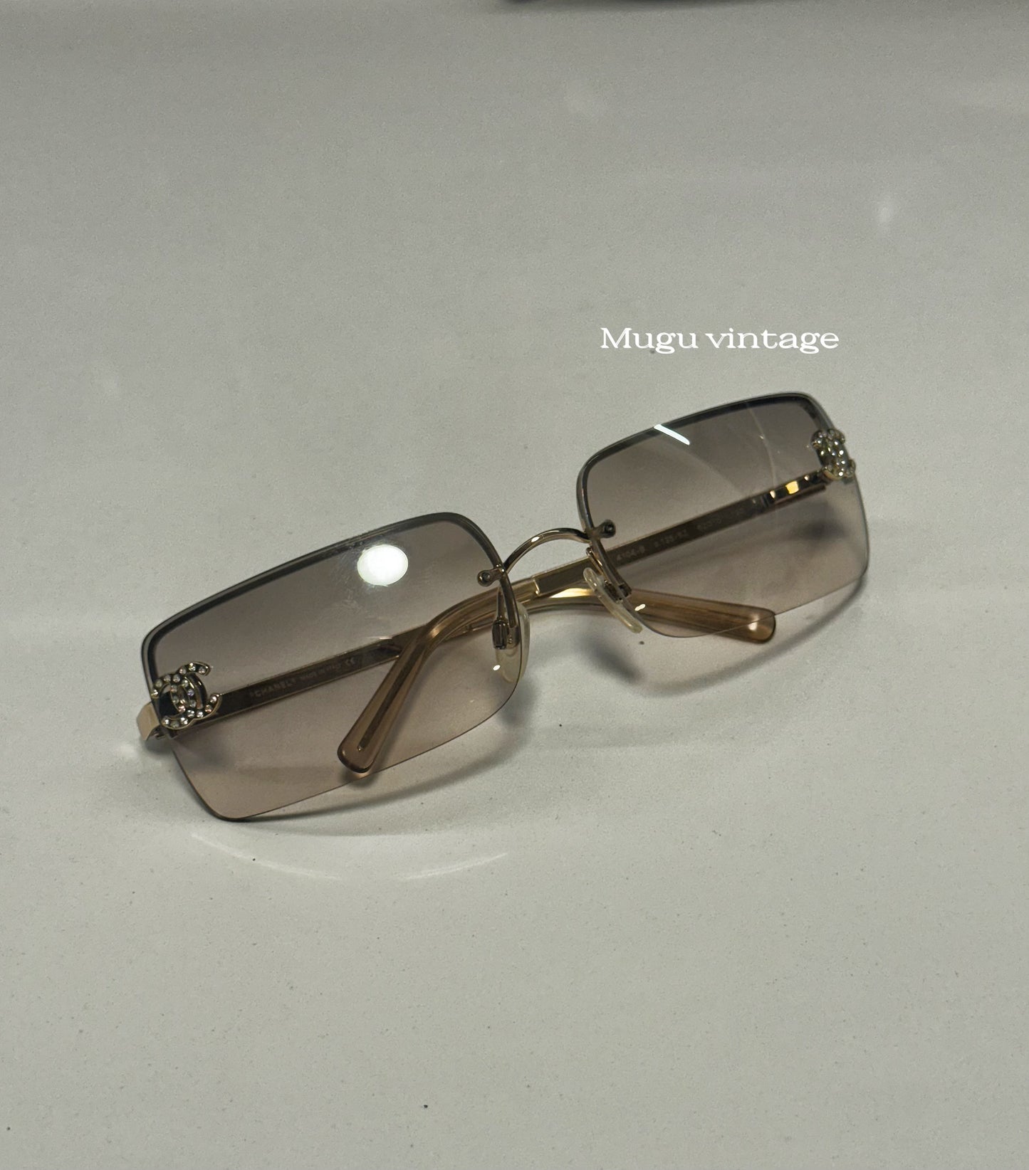 Chanel rhinestone 2000s bronze sunglasses