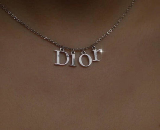 Dior vintage letter charm necklace