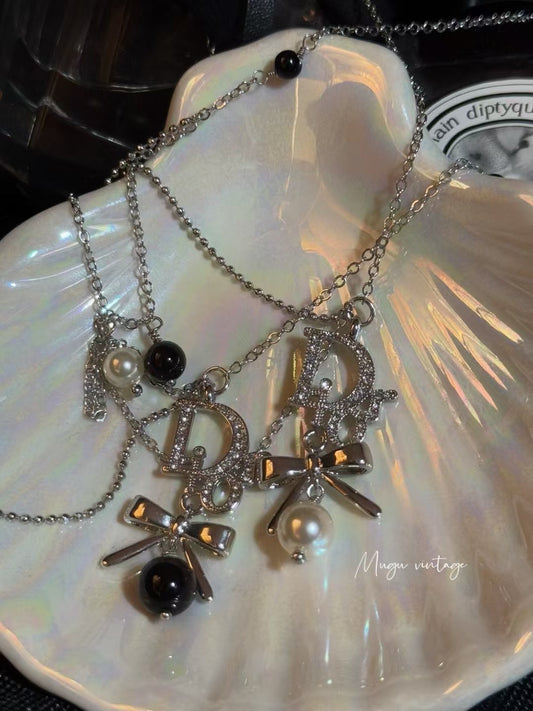 Dior 2008 double chain pearl