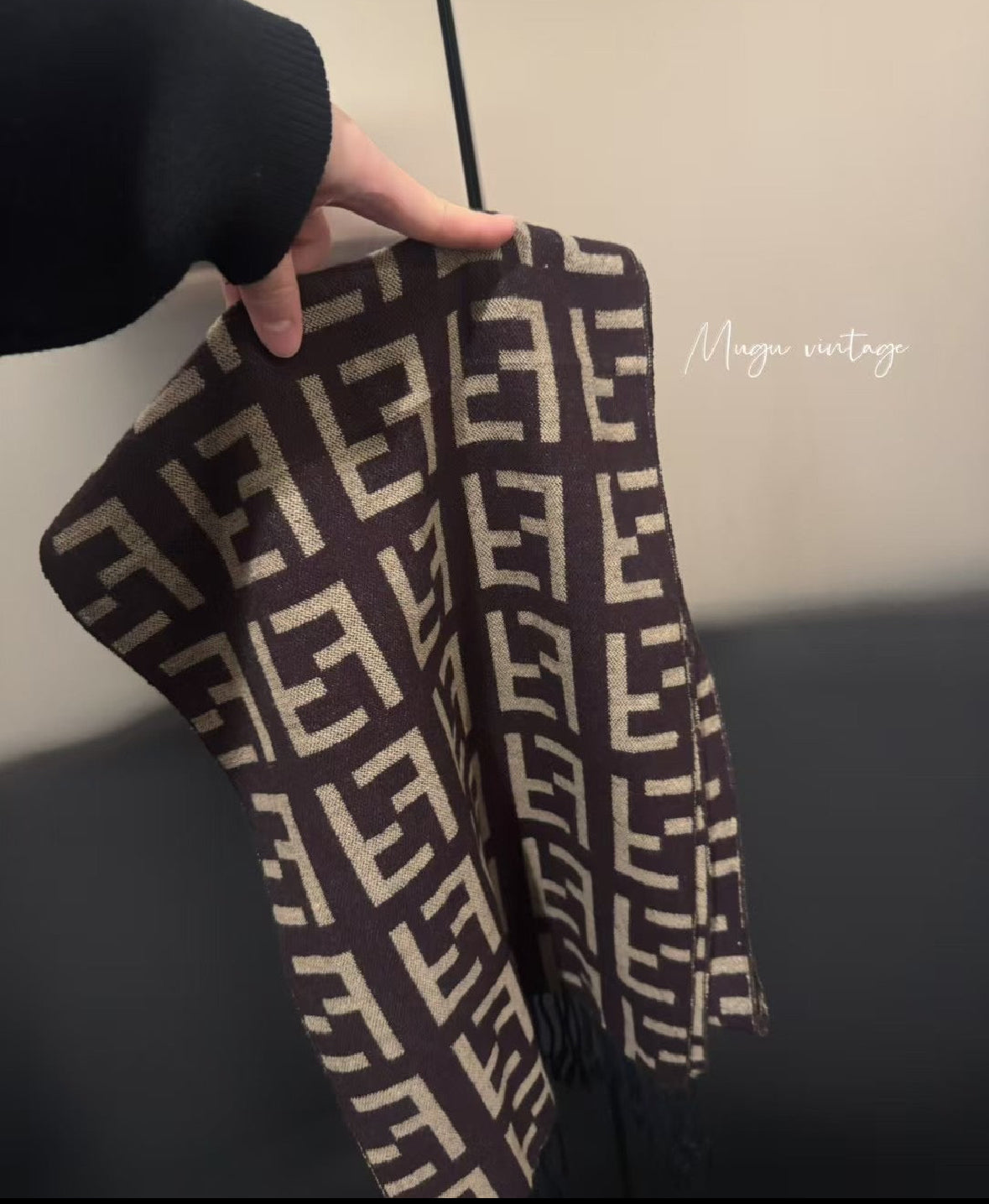 Fendi brown zucca double sided scarf