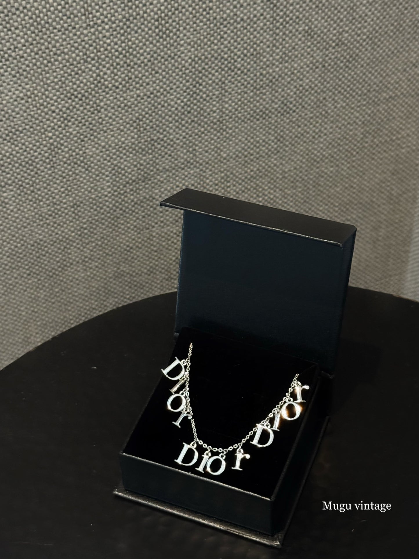 Dior 3 logo silver plate necklace