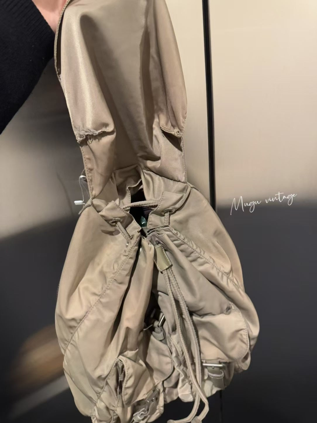 Prada ash grey large backpack