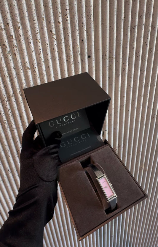 Gucci pink shell quartz box and card included