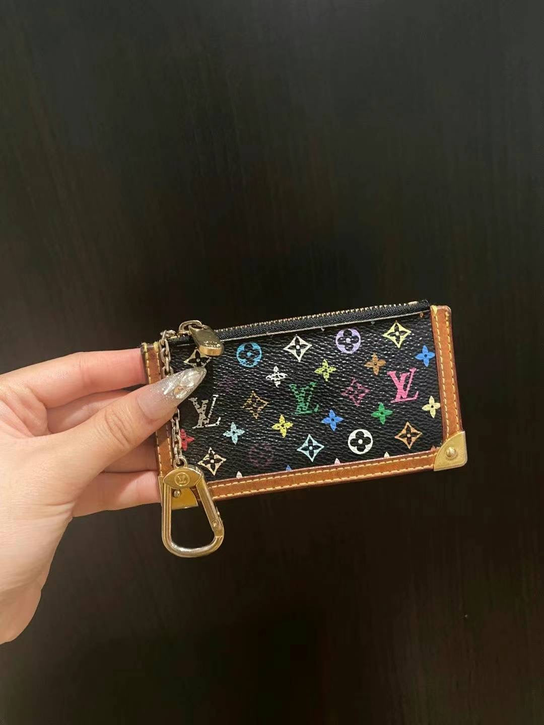 Louis Vuitton x takashi murakami multicolor key pouch black