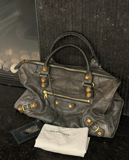 Balenciaga city bag Maxi gold & grey