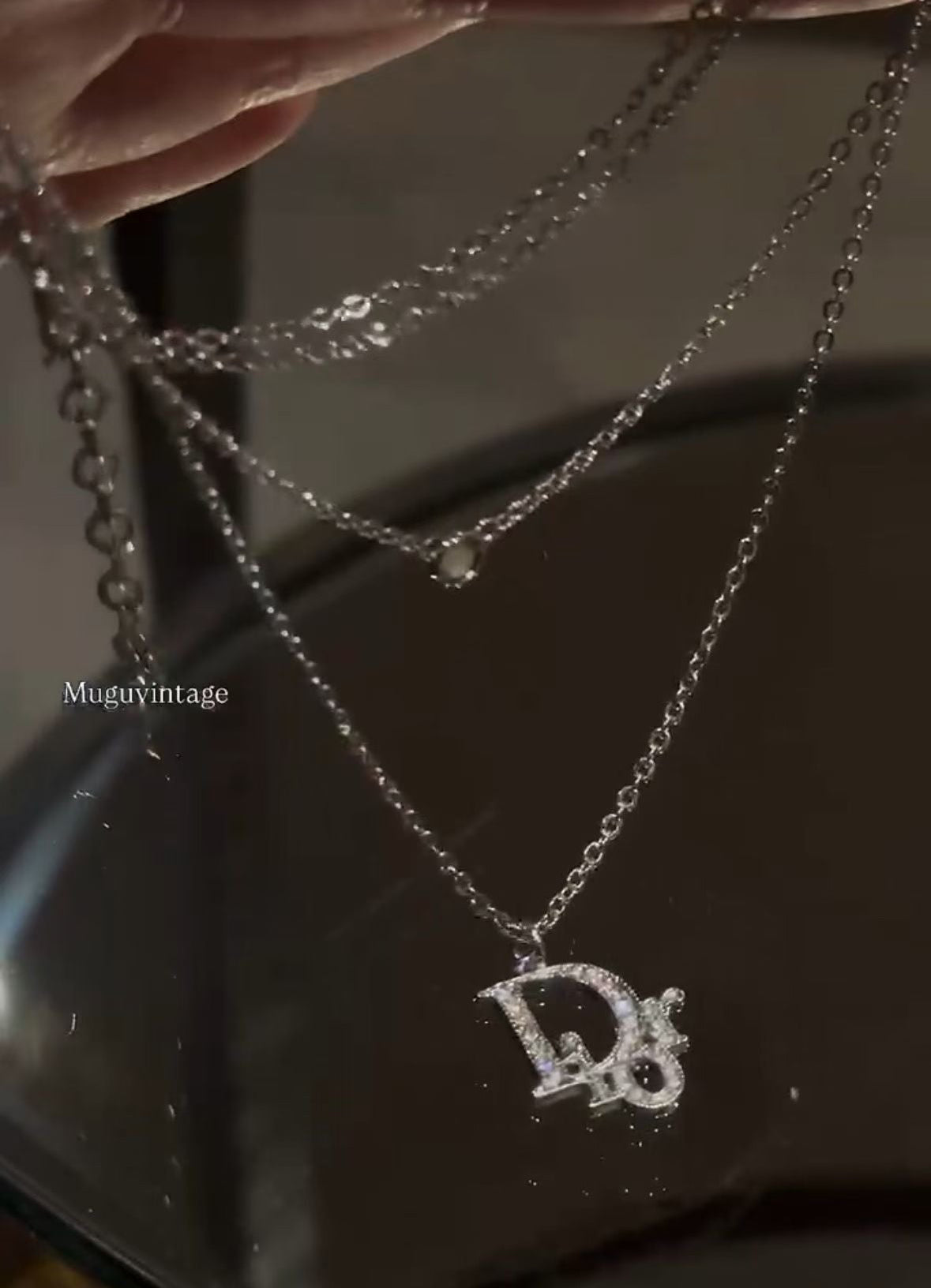 Dior double layer rhinestone necklace