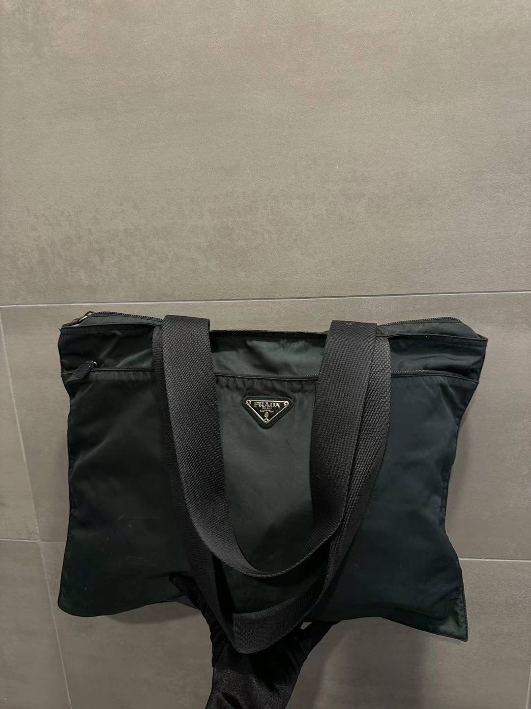 Prada nylon green tote