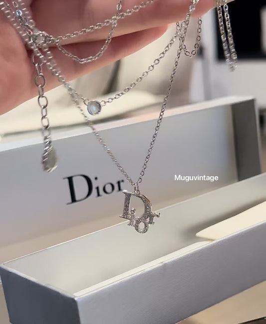 Dior double layer rhinestone necklace