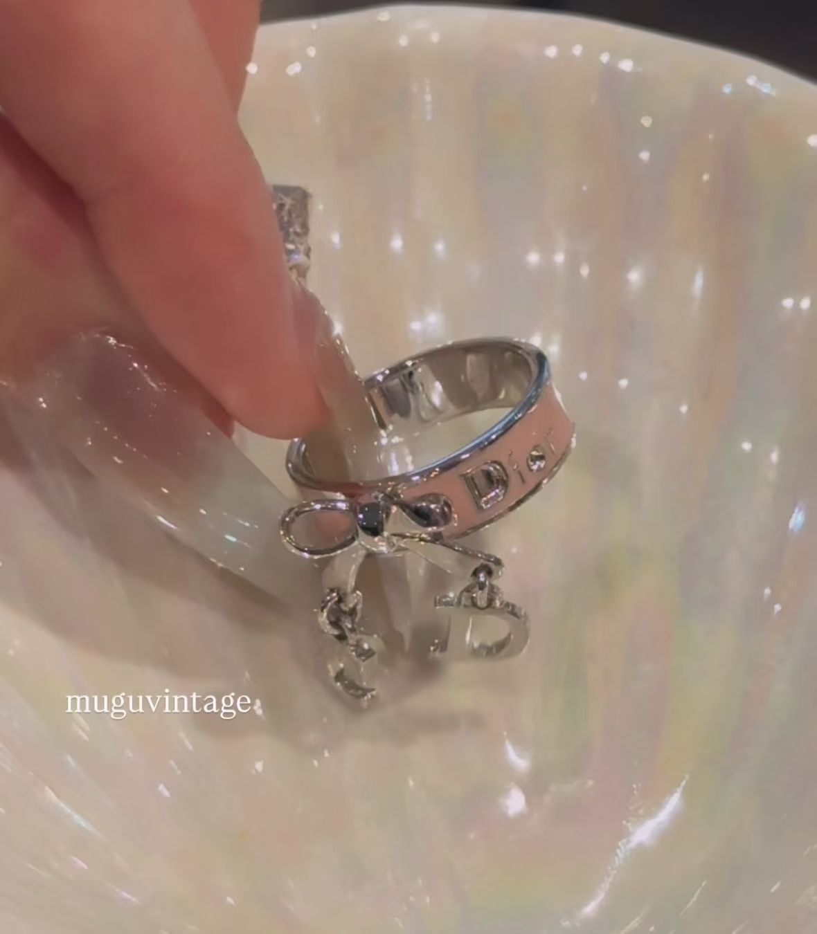 Christian Dior pink bow ring