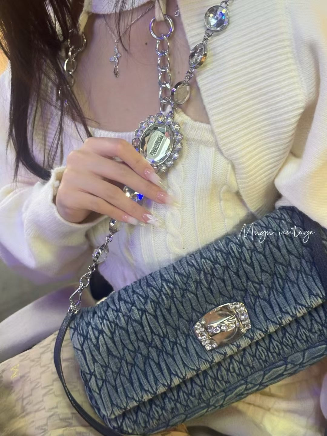 Miu Miu 2005 crystal denim bag