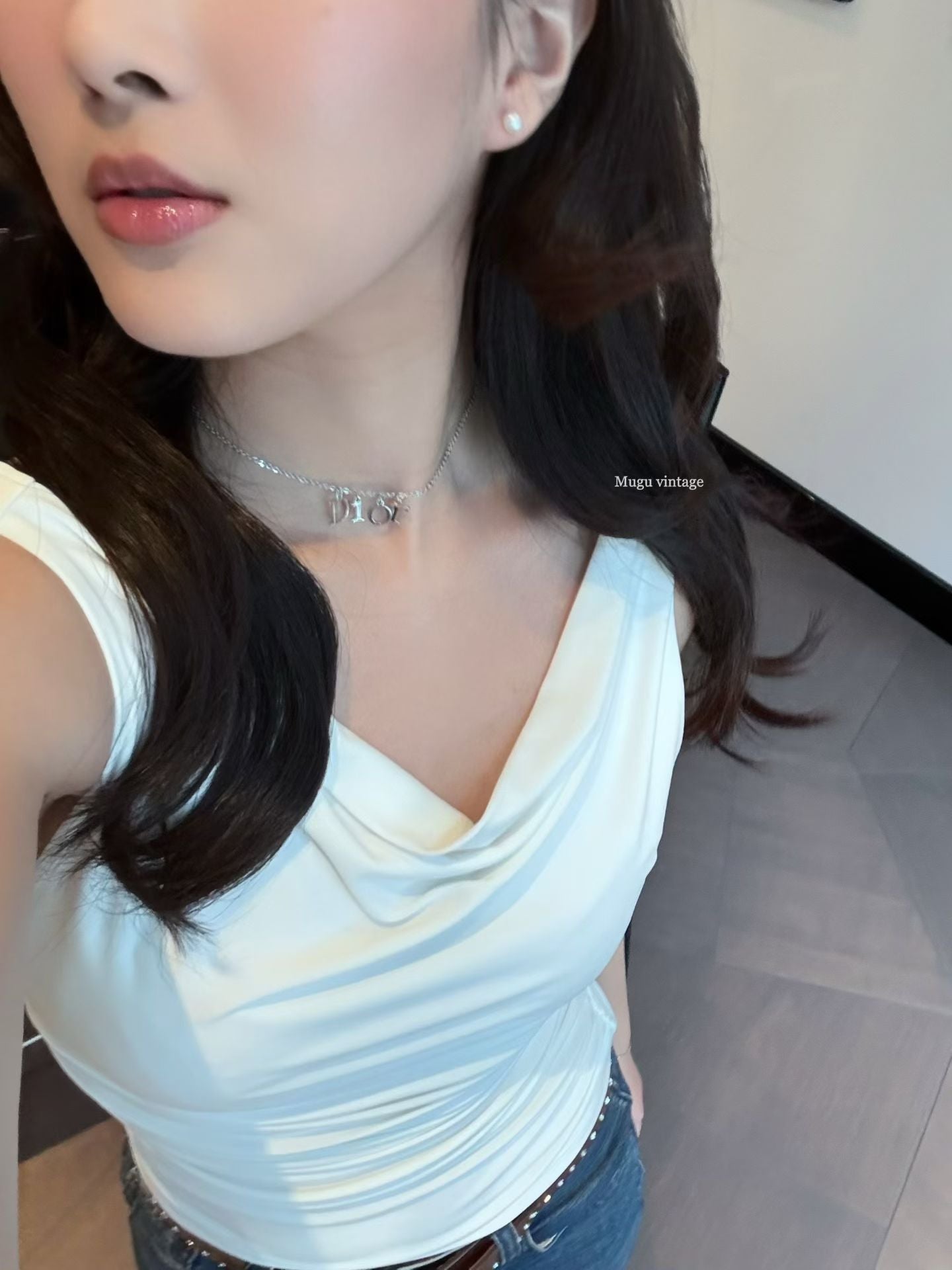 Christian Dior silver letter necklace