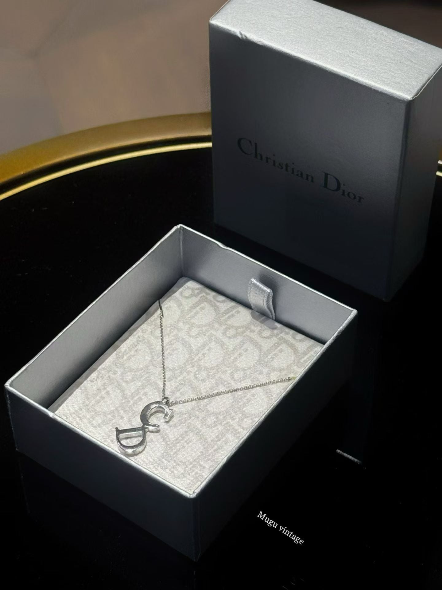 Dior cd silver pendant necklace