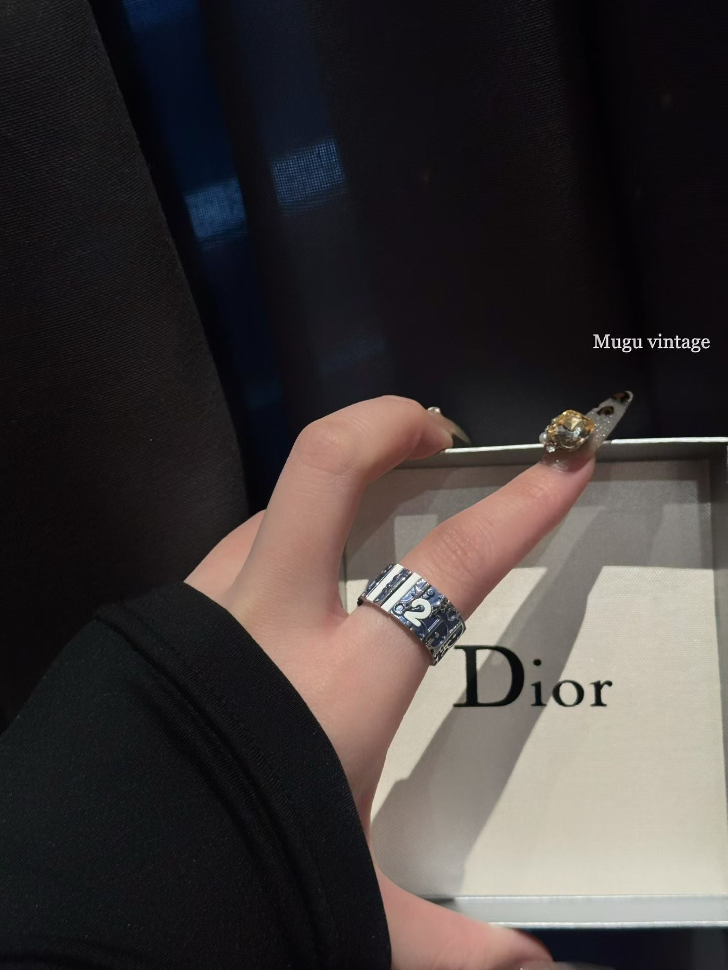 Dior blue monogram ring