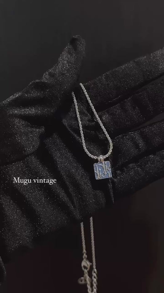 Dior monogram cube double side necklace in blue