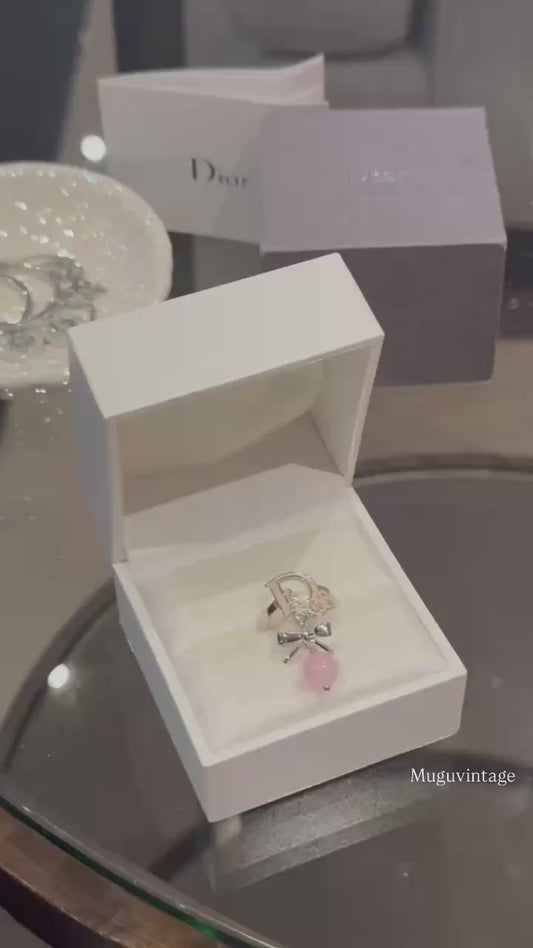 Dior 2000s pink bubble bow ring